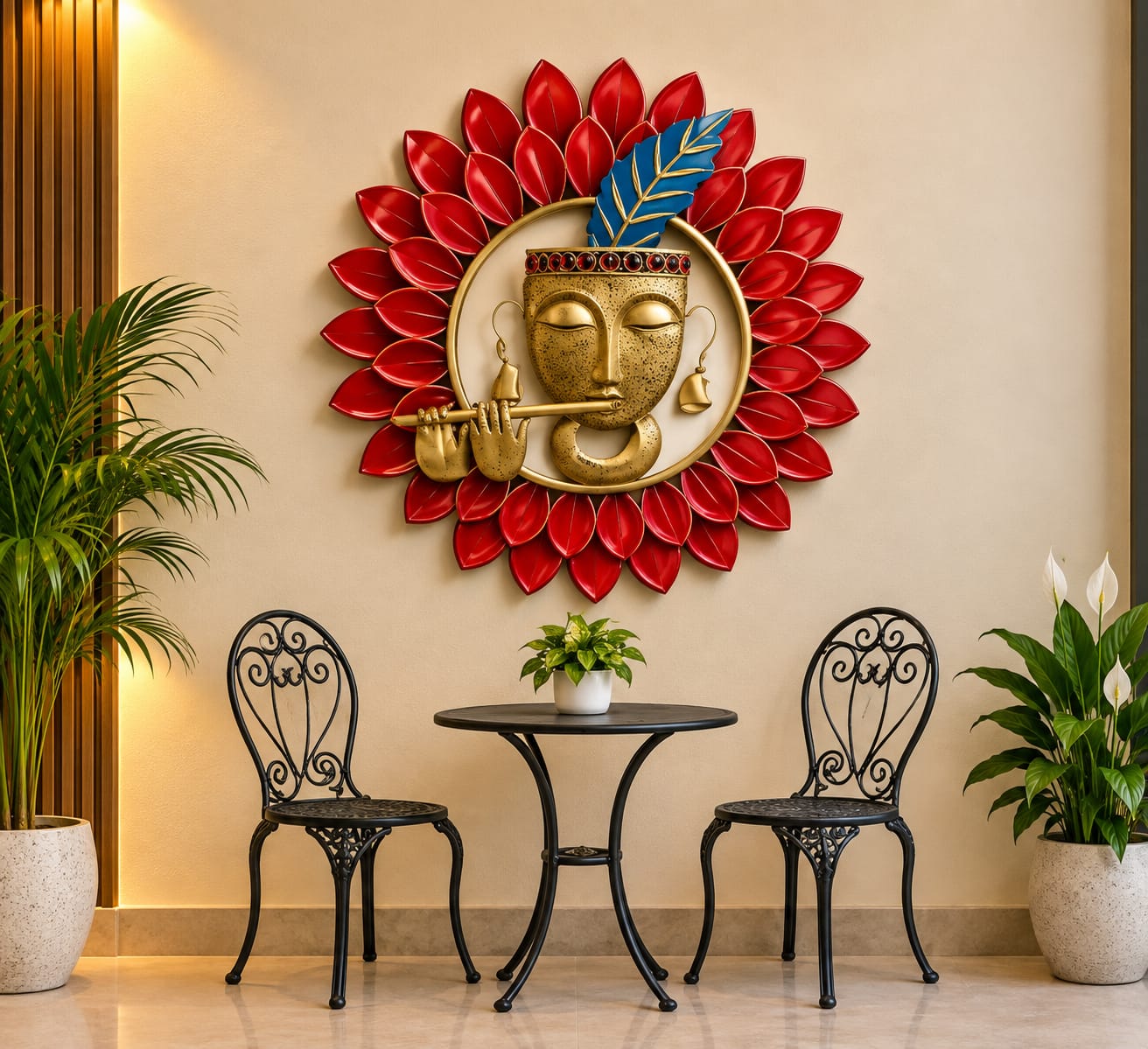 Handcrafted Metal Sun Face Wall Decor-SKU-SR-1006