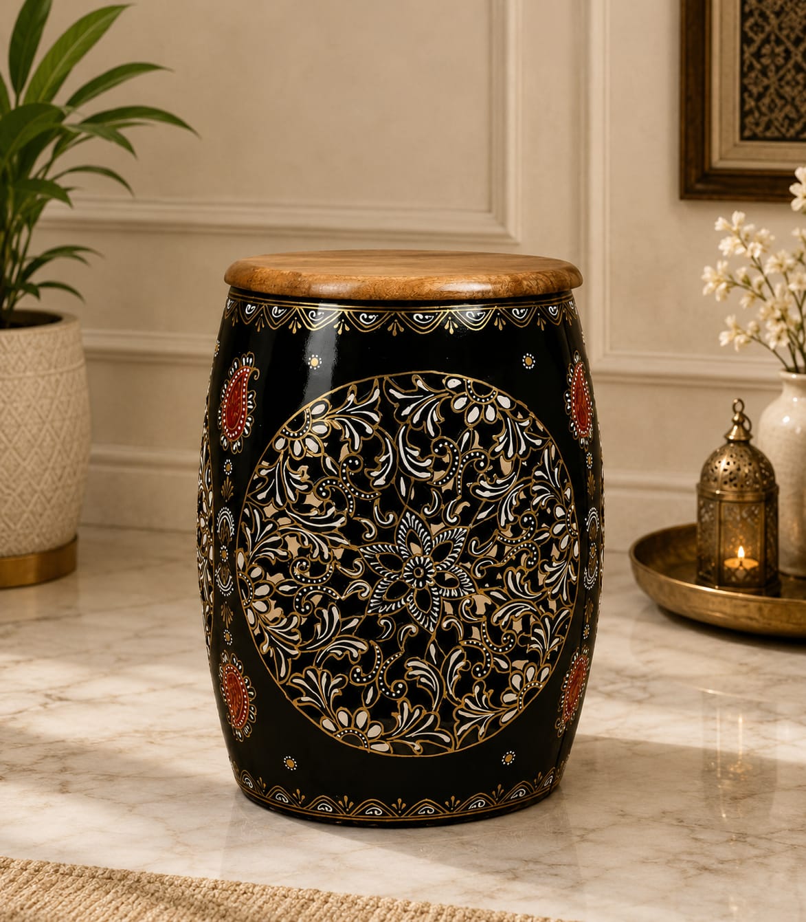 JODHPUR CRAFTS Stool with Wooden Top