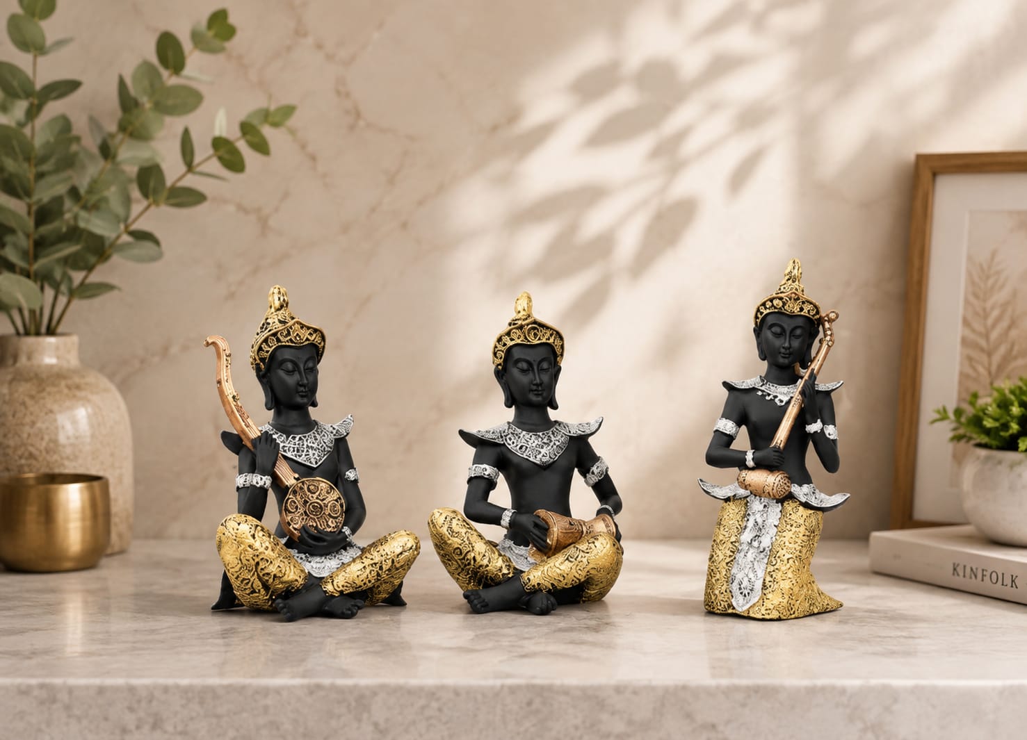 Art Mandir Set of 3 Meditating Musician Figurines